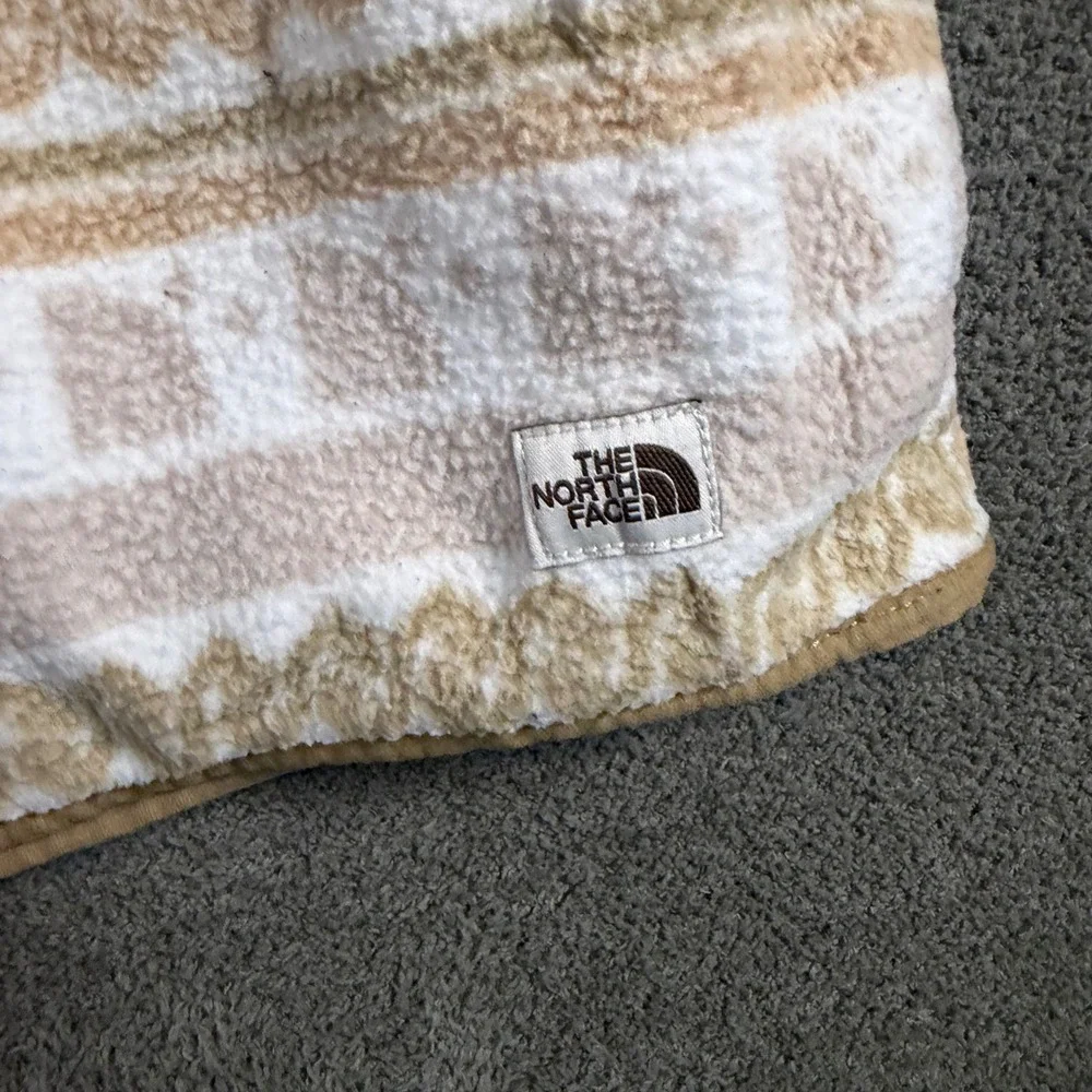 The North Face Mens XL Tan White Geometric Mountain Fleece Snap Hoodie Pullover